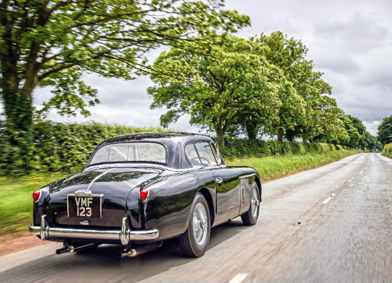 On the road in the ex-Peter Collins, prototype 1953 Aston Martin DB2/4 FHC