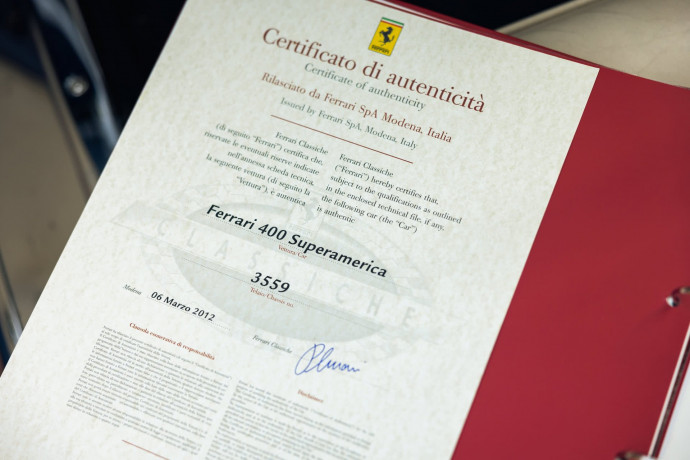 1962 Ferrari 400 Superamerica SWB Coupé Aerodinamico - certificate ...