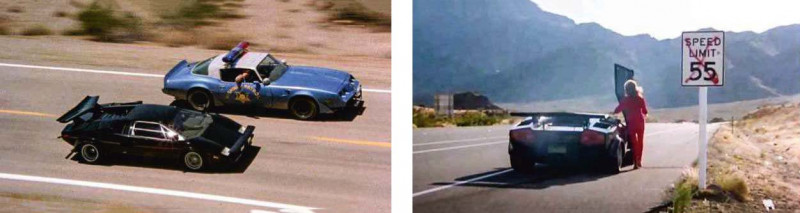 1979 Lamborghini Countach LP 400 S Countach dices with Nevada Highway Patrol’s Trans-Am; Tara Buckman played ‘Lamborghini Girl #2’; ten years have passed since the Countach was restored to how it appeared in the film