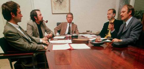 1967 - Ferry Porsche presiding over what looks like a management meeting