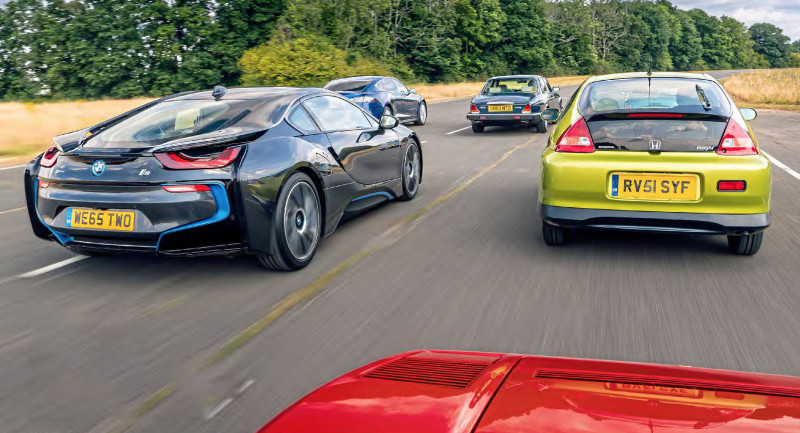 Honda Insight, Tesla Model S and BMW i8 prevail over the Mini, Daimler Double Six, Ferrari 308GTB?