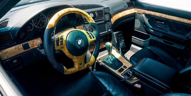 Wide-body 2001 BMW 750iL E38 goes big - interior LHD